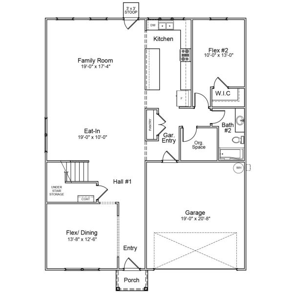 2D floor plan layout for the Warren - Genesis Value Collection by Mungo Homes in Killians Crossing, Blythewood, SC (Image 3).