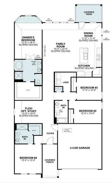 2D floor plan layout of this home in Sanderos, Fort Worth, TX (Image 3).