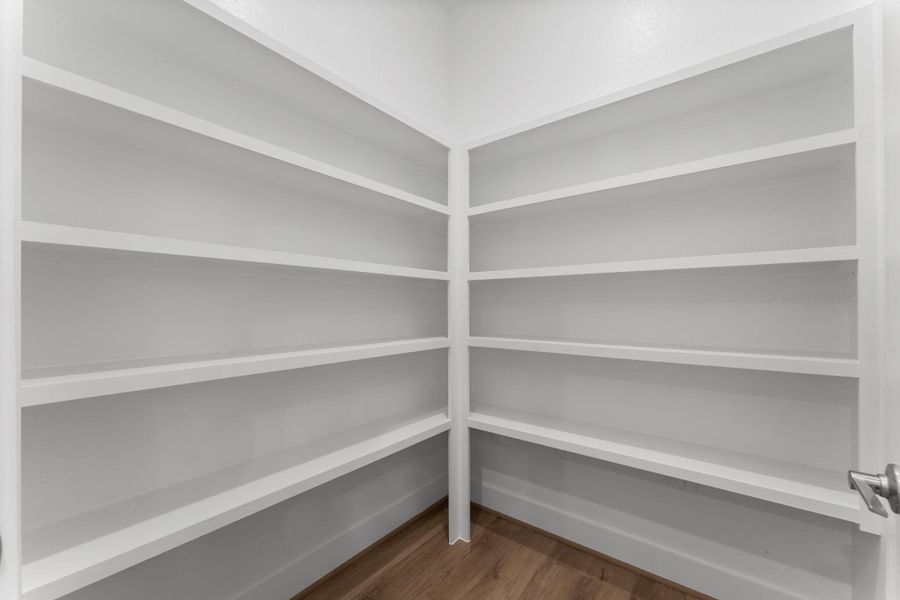 The kitchen features a large walk-in pantry. The kitchen features a large walk-in pantry.