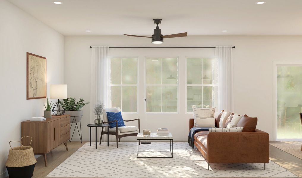 Great room with tile flooring Great room with tile flooring