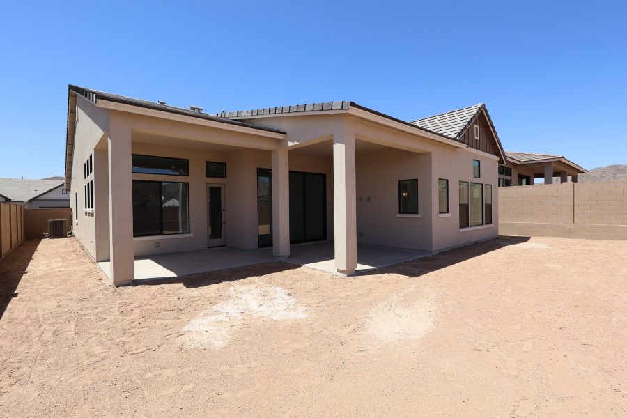 Exterior details and patio area of a home in Overlook at Verrado Regent Hills, Buckeye (Image 3).