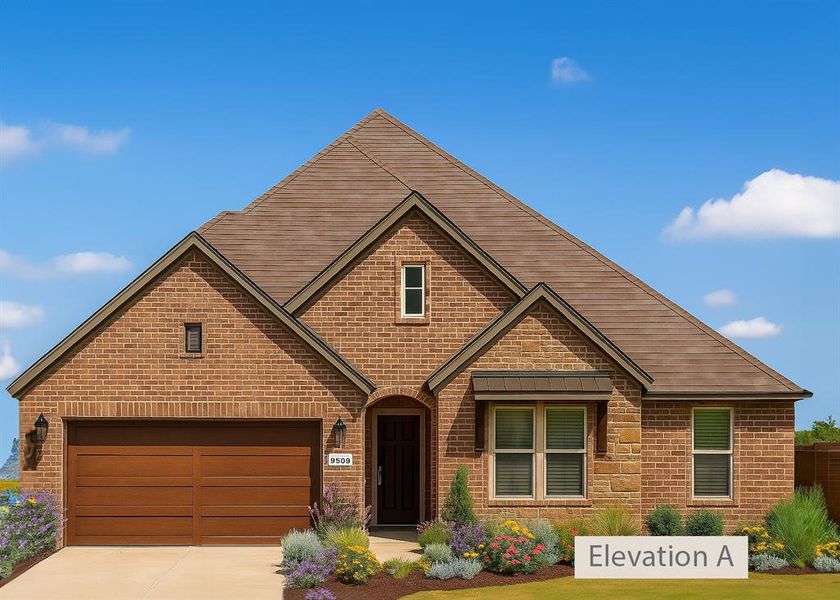 Front exterior of a new home in Westside Preserve, Midlothian, TX, highlighting curb appeal (Image 1).