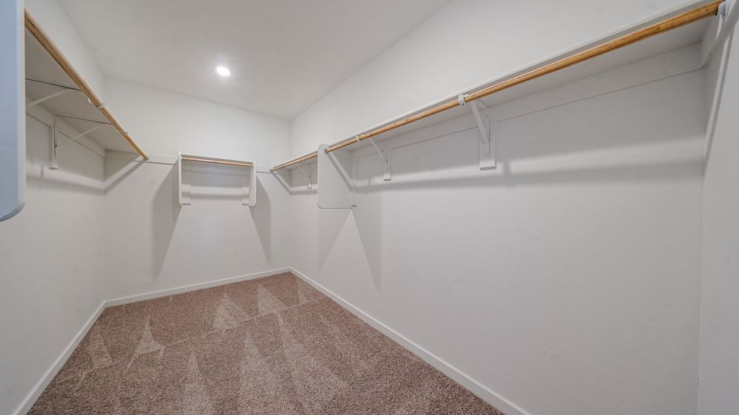 A white hallway with a carpet.
