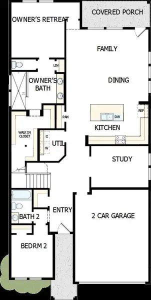 2D floor plan layout of this home in Mayfair - Select Classic Series, New Braunfels, TX (Image 2).