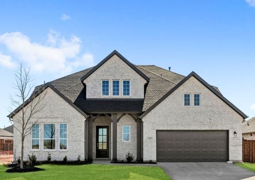 Representative exterior photo of a completed home built from the Grayson by UnionMain Homes in Myrtle Creek, Waxahachie, TX (Image 1). Representative exterior photo of a completed home built from the Grayson by UnionMain Homes in Myrtle Creek, Waxahachie, TX (Image 1).
