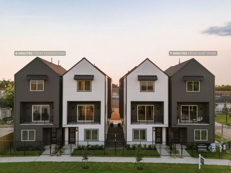 Modern farmhouse design, stand-alone single-family homes w/ 2 car garage featuring a gated front yard, 2,166 SF of living space, 4 spacious bedrooms, 3.5 baths, two covered patios, and stunning downtown views. Modern farmhouse design, stand-alone single-family homes w/ 2 car garage featuring a gated front yard, 2,166 SF of living space, 4 spacious bedrooms, 3.5 baths, two covered patios, and stunning downtown views.