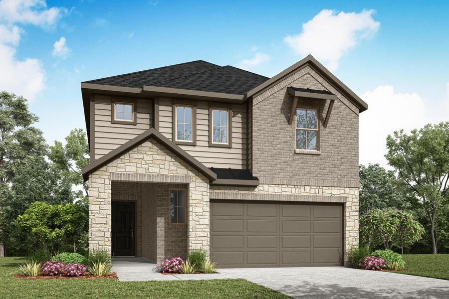 Representative exterior photo of a completed home built from the Quinn by Tri Pointe Homes in Prairie Collection at The Meadows, Krum, TX (Image 18).