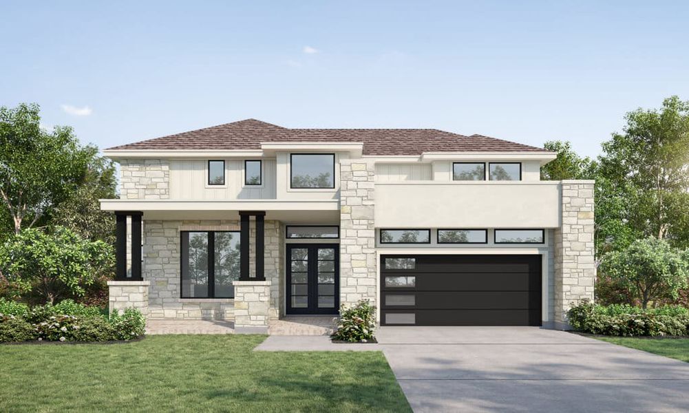 Front exterior of a home in the The George community, located in Richmond, TX (Image 1). Front exterior of a home in the The George community, located in Richmond, TX (Image 1).