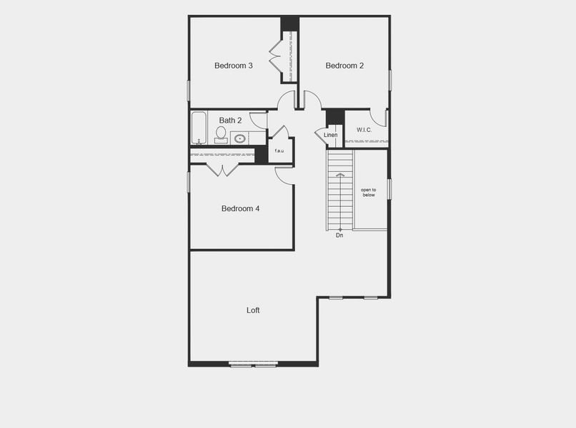 2D floor plan layout for the 2519 by KB Home in Sunset Oaks, Maxwell, TX (Image 7).