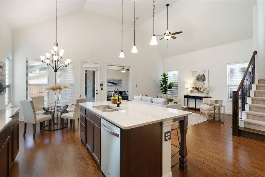 Whether you’re hosting game night or movie night, this open floorplan makes it easy. The kitchen opens to the living room and right into the media room, so the fun never feels far away.