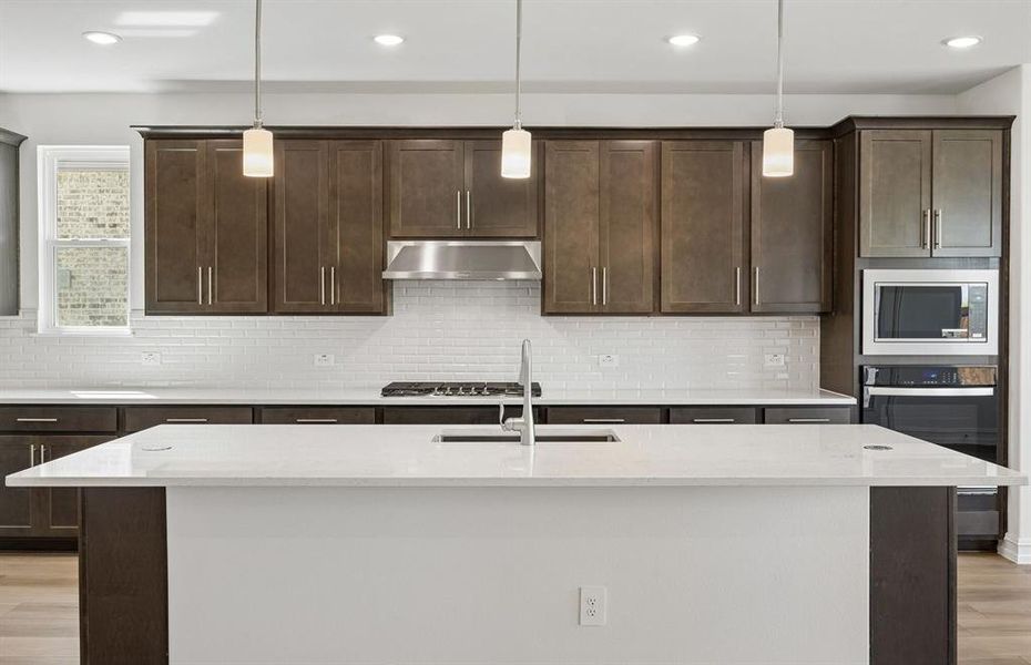 Pendent lighting in kitchen