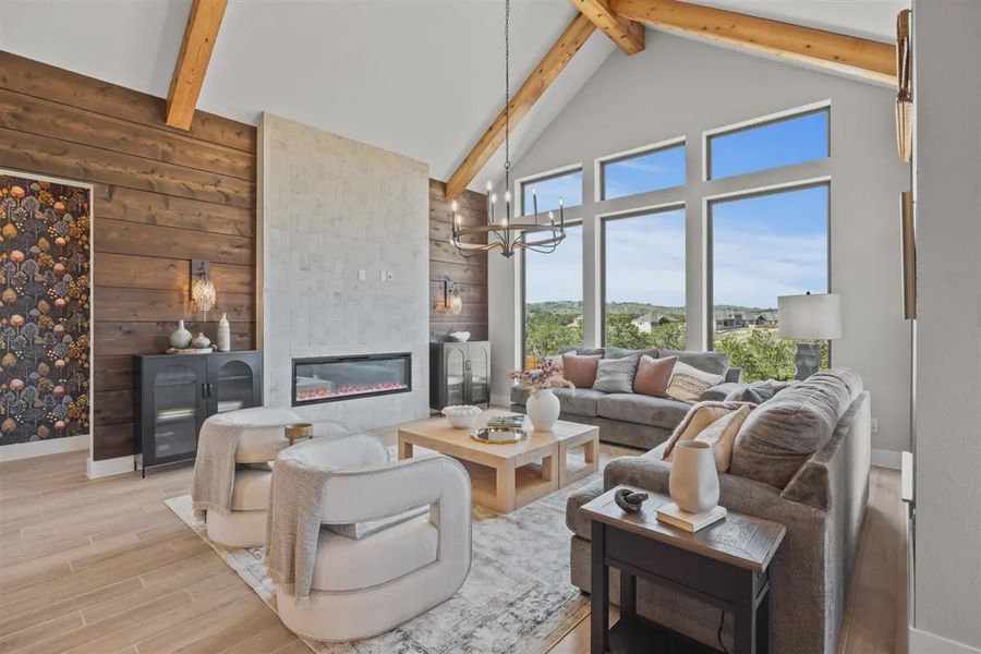Representative furnished interior of a home built from the Maverick by Chesmar Homes in Sweetwater, Austin (Image 3).