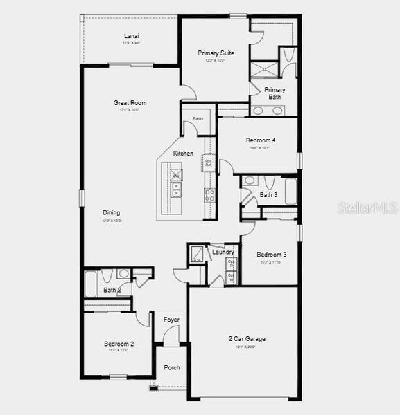 2D floor plan layout of this home in Waterstone, Groveland, FL (Image 1).