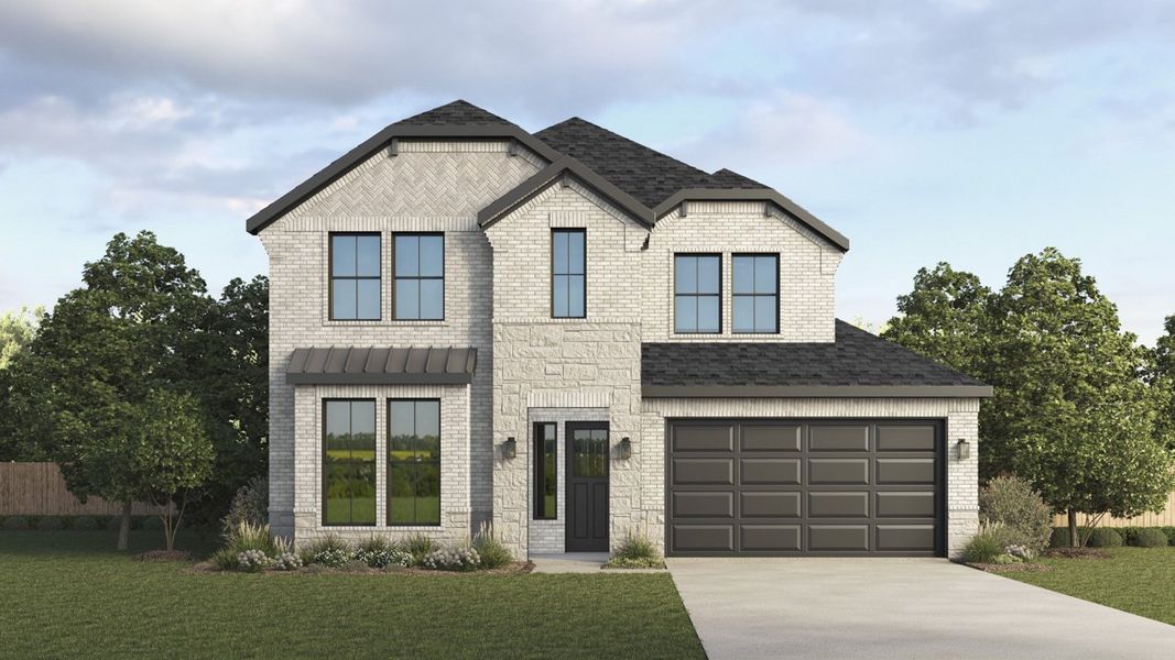 Front exterior of a new home in Clearview Ranch, Royse City, TX, highlighting curb appeal (Image 1). Front exterior of a new home in Clearview Ranch, Royse City, TX, highlighting curb appeal (Image 1).