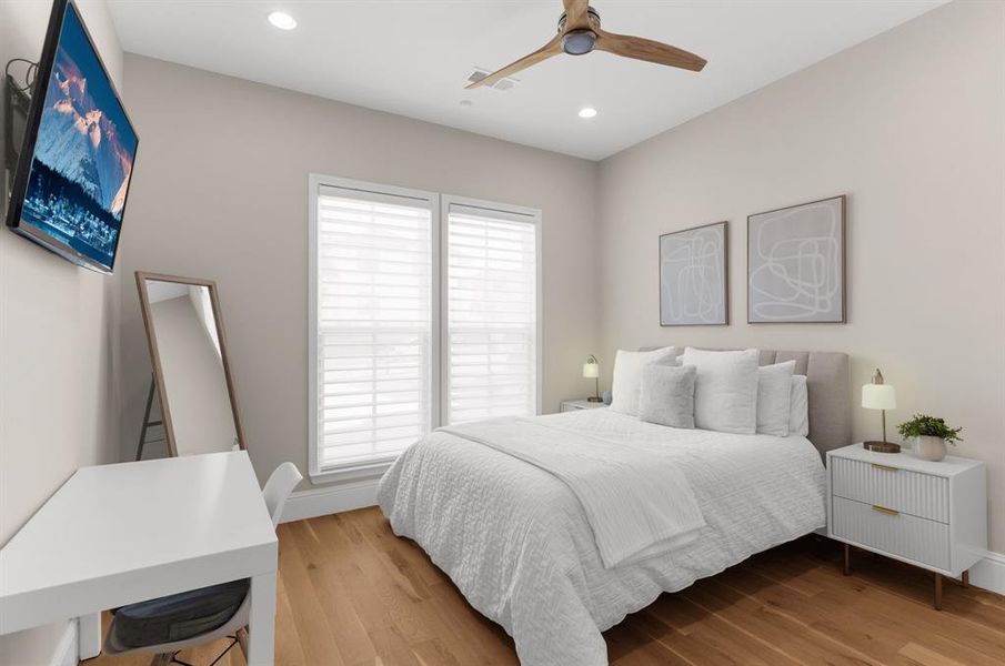 First level guest bedroom with ensuite bath. First level guest bedroom with ensuite bath.