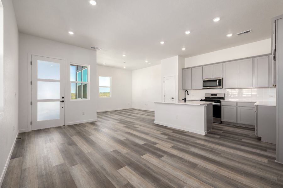 Furnished interior view inside a new home in Painted Prairie, Aurora (Image 7). Furnished interior view inside a new home in Painted Prairie, Aurora (Image 7).