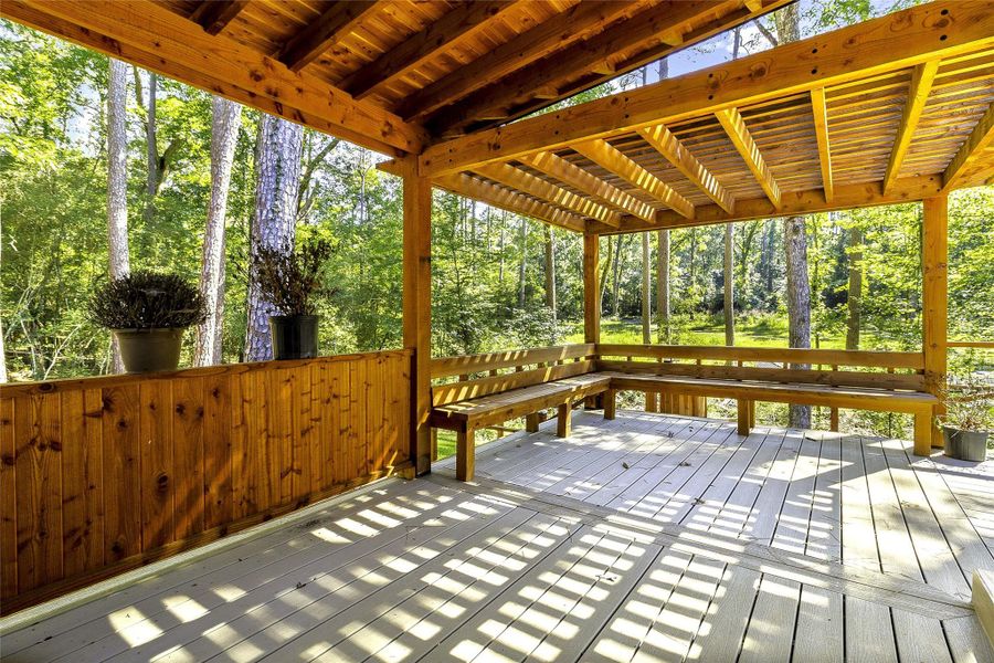 Covered Porch offers Gas Hookup for Outdoor Kitchen and Pergola with Seating Covered Porch offers Gas Hookup for Outdoor Kitchen and Pergola with Seating