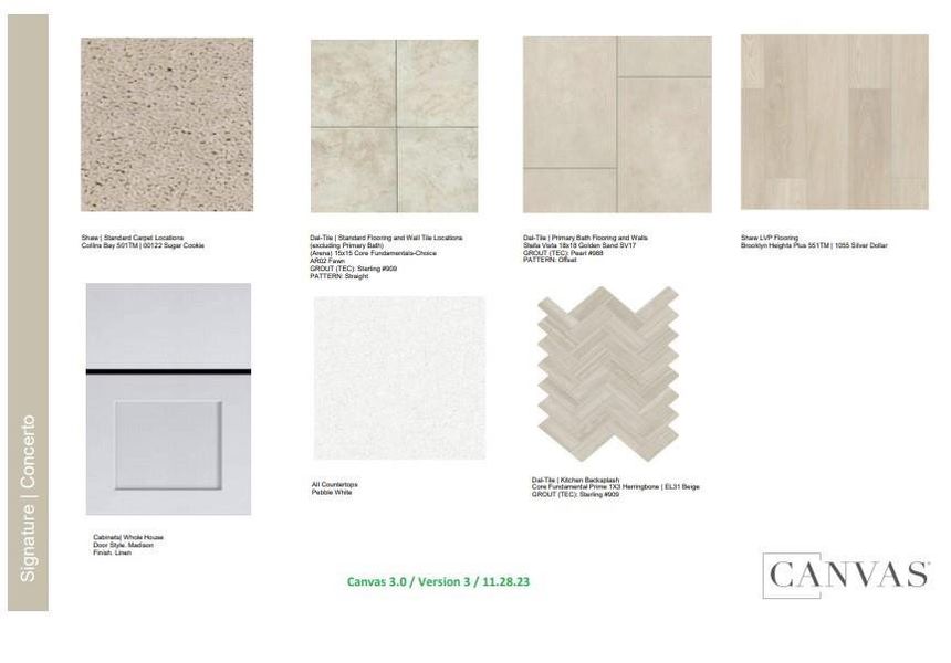 Design Selections. Home is under construction, design selections are subject to change