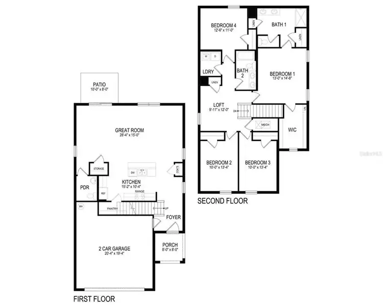 2D floor plan layout of this home in Bella Lago, Parrish, FL (Image 4).