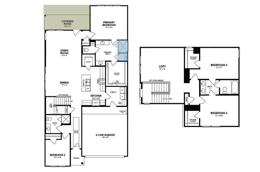 2D floor plan layout of this home in 45' Traditional Homes at Elyson, Katy, TX (Image 1). 2D floor plan layout of this home in 45' Traditional Homes at Elyson, Katy, TX (Image 1).