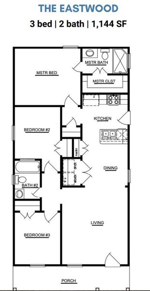 2D floor plan layout for the The Eastwood by ICONIQ Homes in Frontier Lakes, Willis, TX (Image 1). 2D floor plan layout for the The Eastwood by ICONIQ Homes in Frontier Lakes, Willis, TX (Image 1).