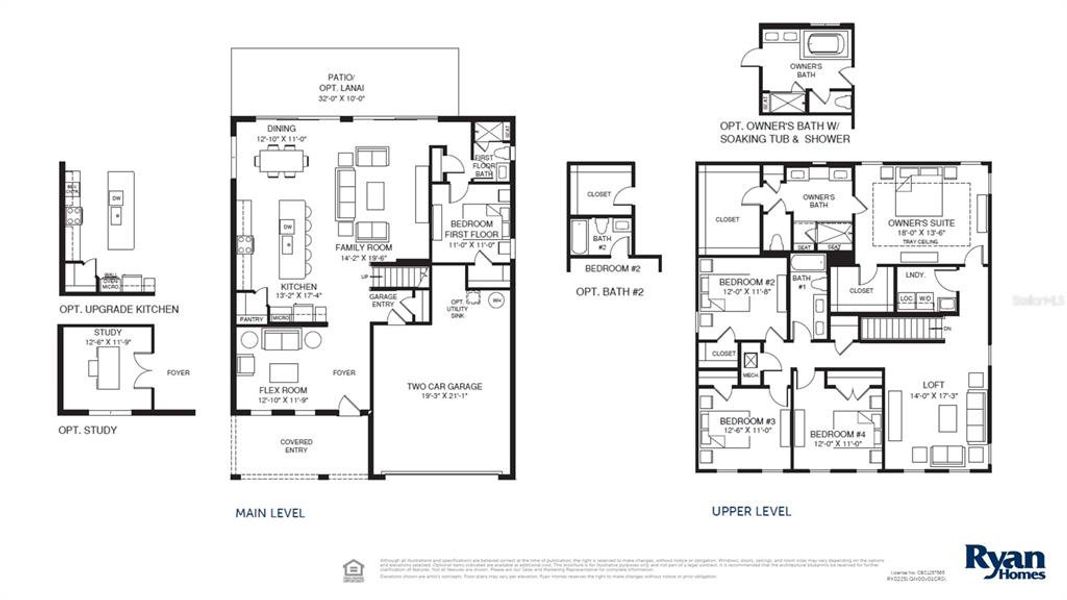 2D floor plan layout of this home in Lake Nellie Crossing, Clermont, FL (Image 3).