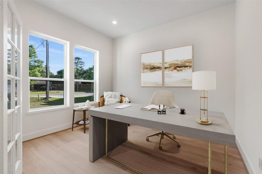 A dedicated study and home office offer flexible spaces for work or relaxation. Virtually staged. A dedicated study and home office offer flexible spaces for work or relaxation. Virtually staged.