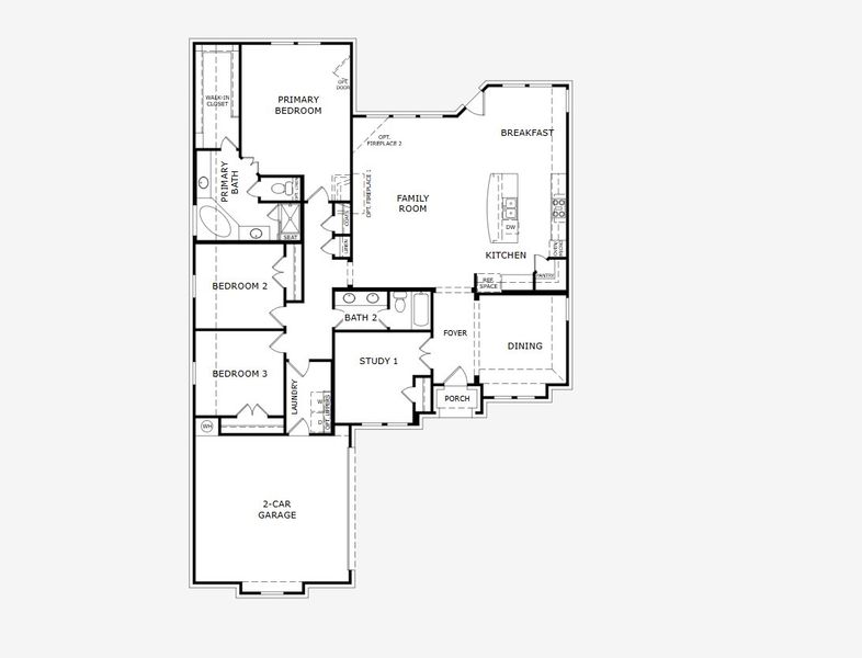 2D floor plan layout of this home in Abe’s Landing, Granbury, TX (Image 5).