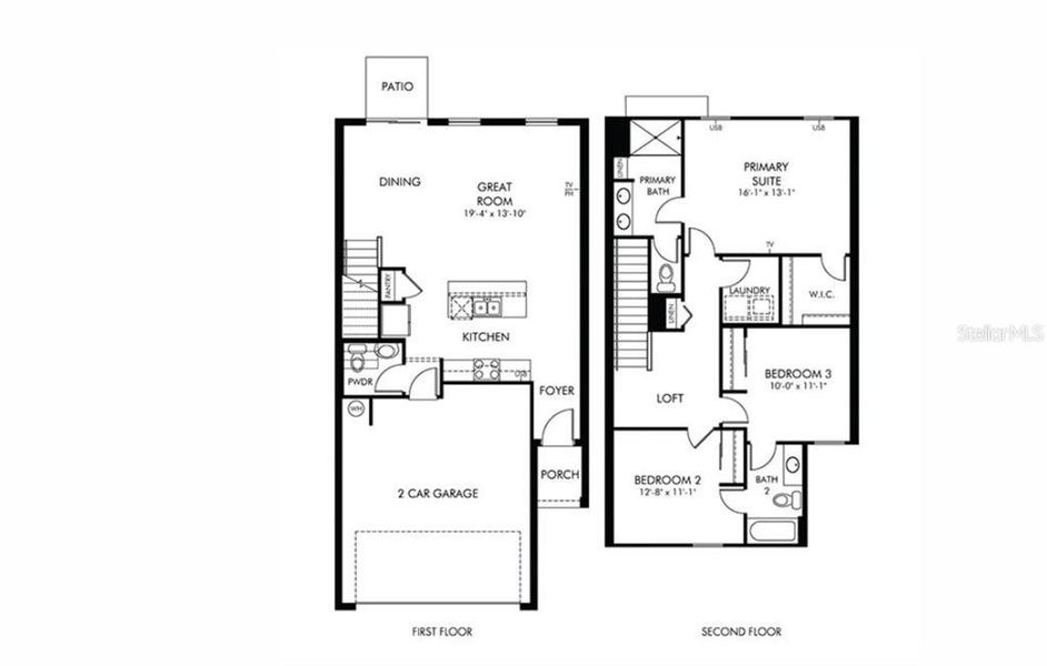 2D floor plan layout of this home in The Meadow at Crossprairie Townes, St. Cloud, FL (Image 2). 2D floor plan layout of this home in The Meadow at Crossprairie Townes, St. Cloud, FL (Image 2).