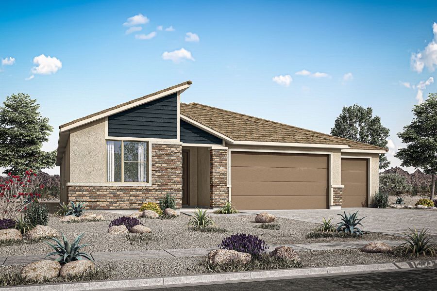 Representative exterior photo of a completed home built from the Blush by Mattamy Homes in Miravida, Surprise, AZ (Image 2).