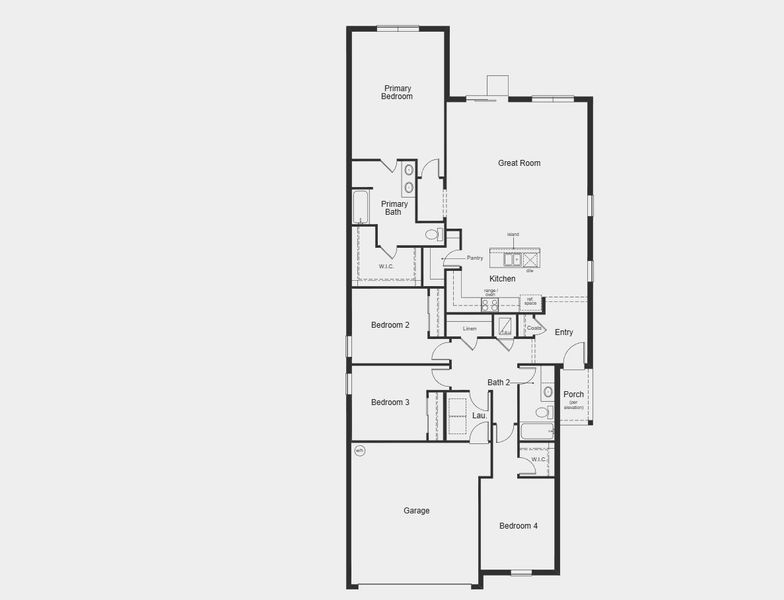 2D floor plan layout for the Plan 2028 by KB Home in The Shores II, St. Cloud, FL (Image 3).