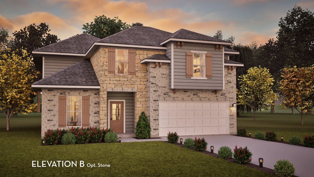 Representative exterior photo of a completed home built from the Hayden by CastleRock Communities in Hickory Ridge Estates, Elmendorf, TX (Image 20).