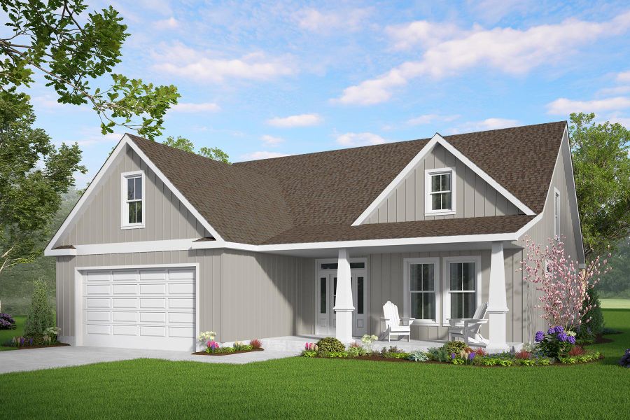 Representative exterior photo of a completed home built from the Ashley by Hunter Quinn Homes in Walker's Pointe, Anderson, SC (Image 4). Representative exterior photo of a completed home built from the Ashley by Hunter Quinn Homes in Walker's Pointe, Anderson, SC (Image 4).