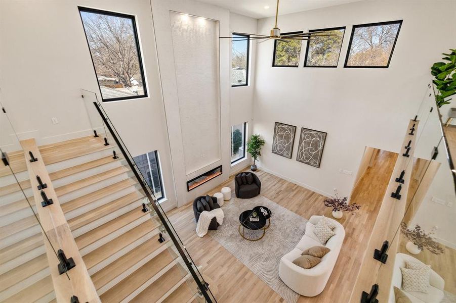 Staircase with wood-type flooring