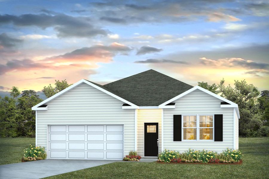 Front exterior of a new home in Pine Hills at Cane Bay, Summerville, SC, highlighting curb appeal (Image 1).