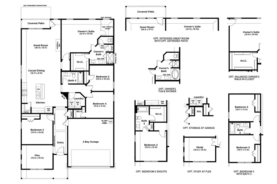 2D floor plan layout for the Kimbell by DRB Homes in Spring Creek, Taylor, TX (Image 3).