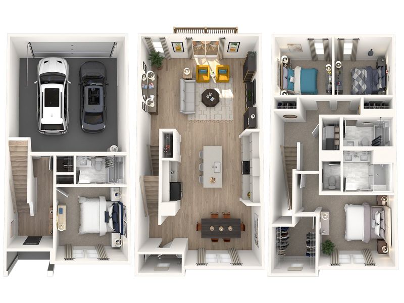 2D floor plan layout for the Somerset by Meritage Homes in Greystone - Highland Townhomes, Smyrna, TN (Image 4). 2D floor plan layout for the Somerset by Meritage Homes in Greystone - Highland Townhomes, Smyrna, TN (Image 4).
