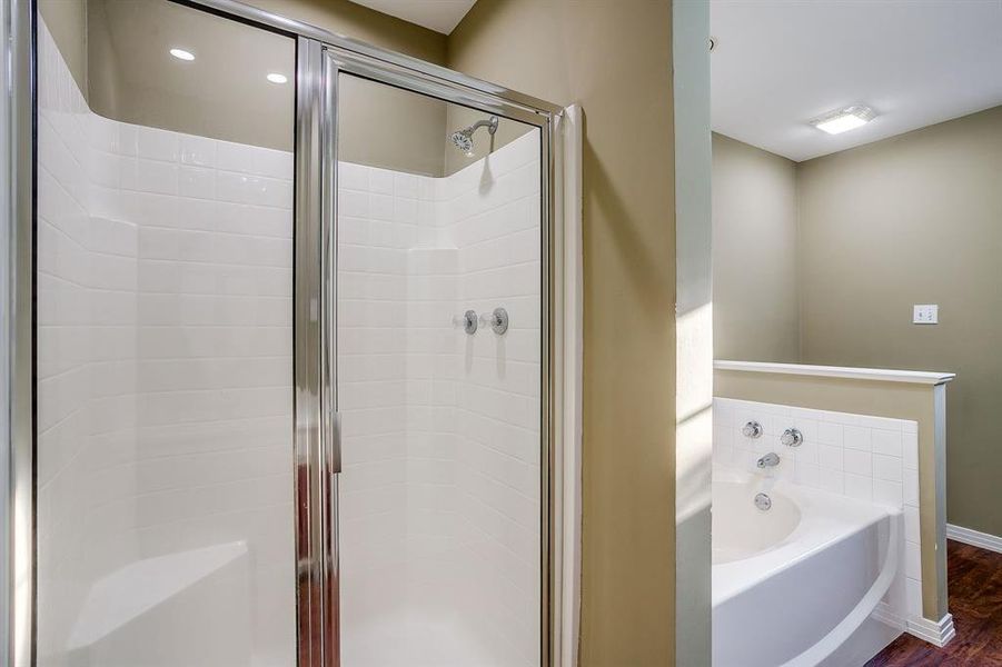 Walk in shower and garden tub Walk in shower and garden tub