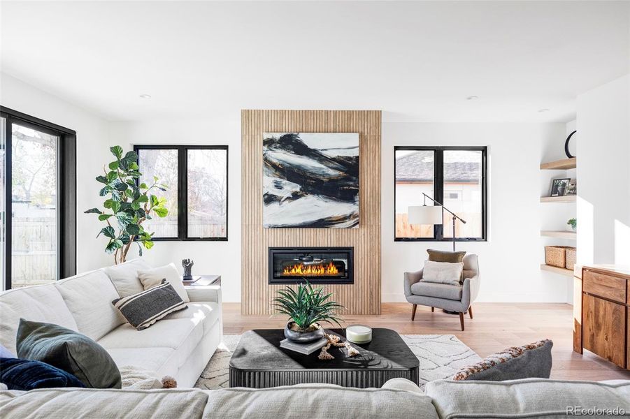 Statement fireplace warms