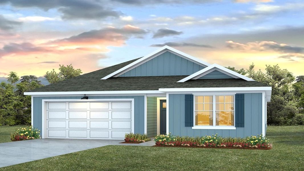 Front exterior of a new home in Fernhill Farms, Statesboro, GA, highlighting curb appeal (Image 2).