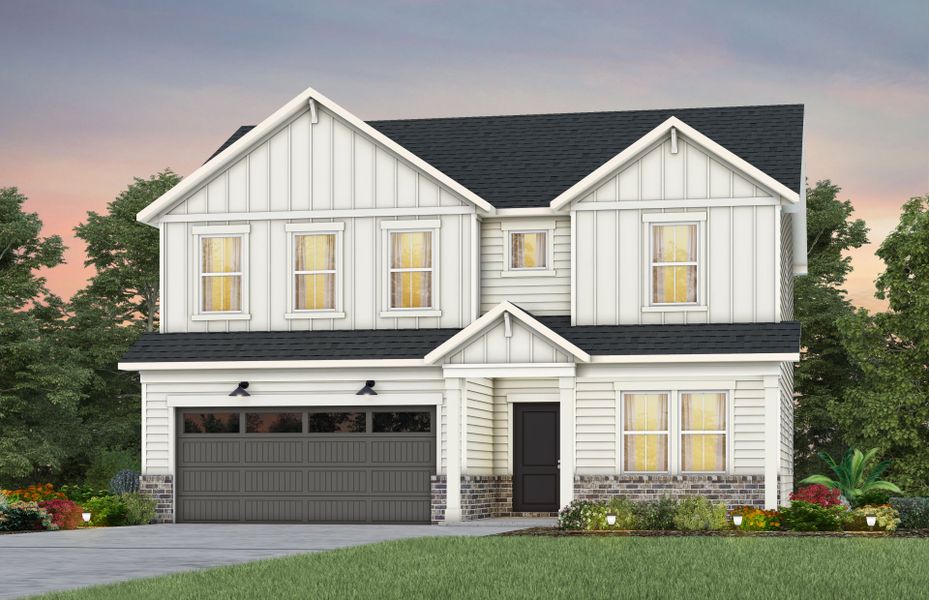 Representative exterior photo of a completed home built from the Austin by Pulte Homes in Michaux Gardens, Belmont, NC (Image 7). Representative exterior photo of a completed home built from the Austin by Pulte Homes in Michaux Gardens, Belmont, NC (Image 7).