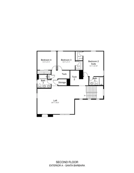 2D floor plan layout of this home in Ladera Trails, Queen Creek, AZ (Image 3).