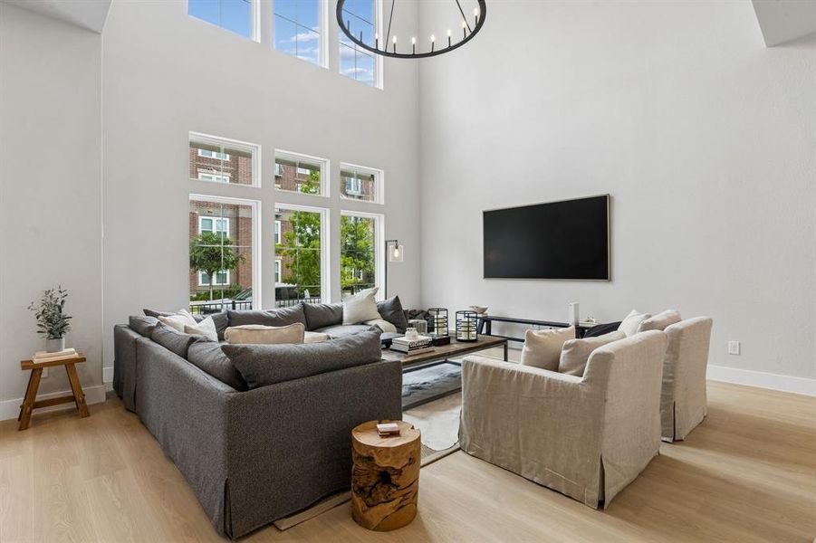 Furnished interior view inside a new home in Newman Village Townhomes, Frisco (Image 7). Furnished interior view inside a new home in Newman Village Townhomes, Frisco (Image 7).