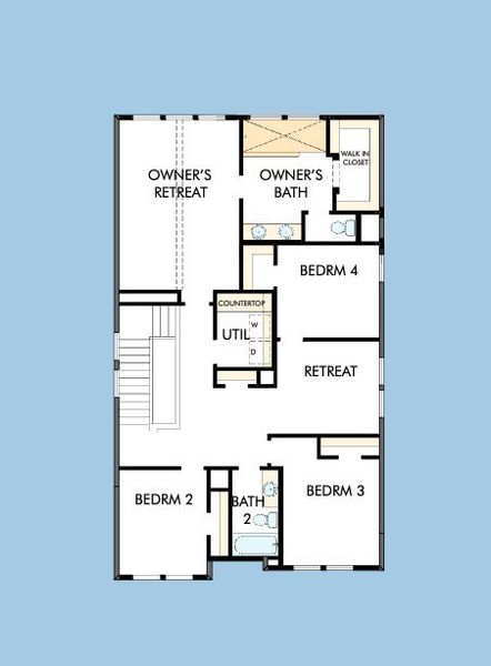 2D floor plan layout for the The Mckinney by David Weekley Homes in Mayfair - Select Garden Series, New Braunfels, TX (Image 4).