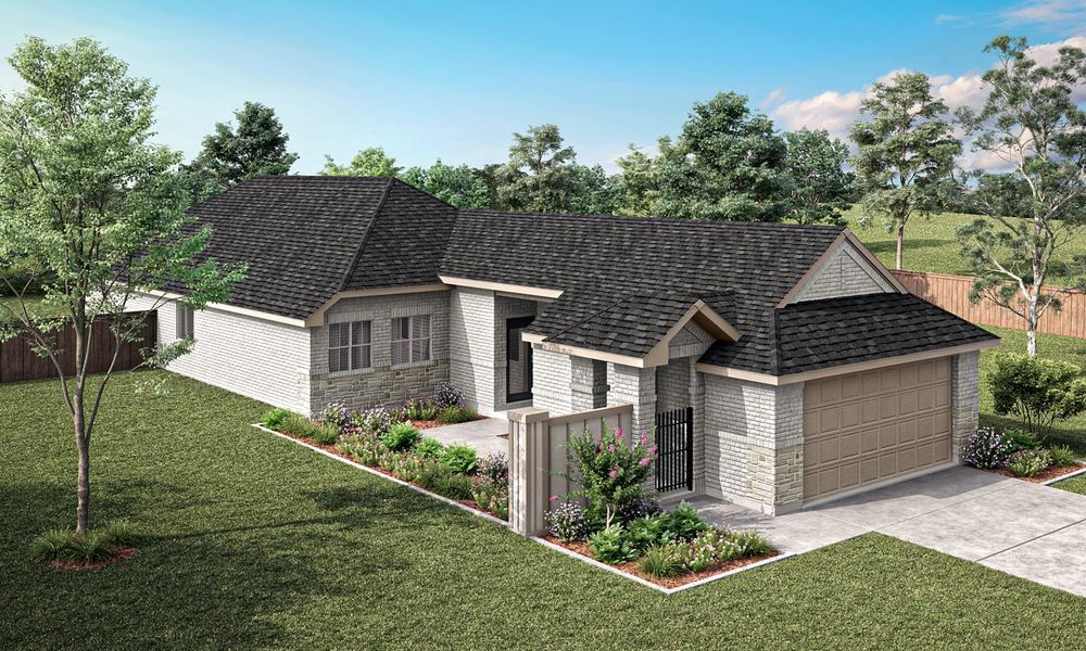 Representative exterior photo of a completed home built from the Harwood by Pacesetter Homes in The Reserve at Spiritas Ranch, Little Elm, TX (Image 2).