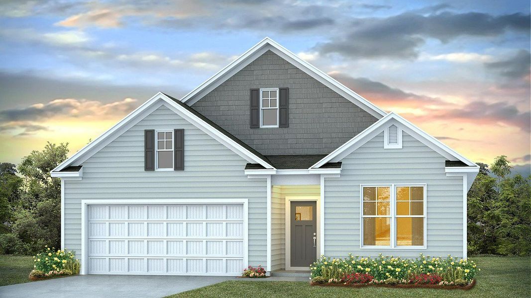 Representative exterior photo of a completed home built from the DOVER-EXPRESS by D.R. Horton in Heritage Crossing, Conway, SC (Image 1). Representative exterior photo of a completed home built from the DOVER-EXPRESS by D.R. Horton in Heritage Crossing, Conway, SC (Image 1).