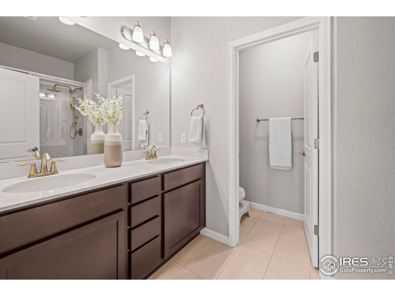 Large primary bathroom with separate toilet bay. Large primary bathroom with separate toilet bay.