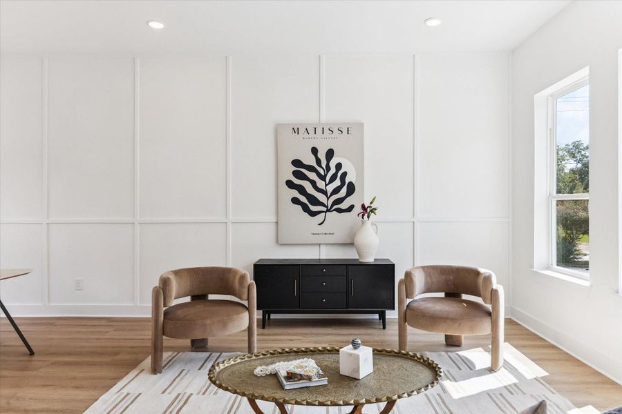 A mix of finishes both traditional and contemporary allow for furniture styles that lean either direction. A mix of finishes both traditional and contemporary allow for furniture styles that lean either direction.