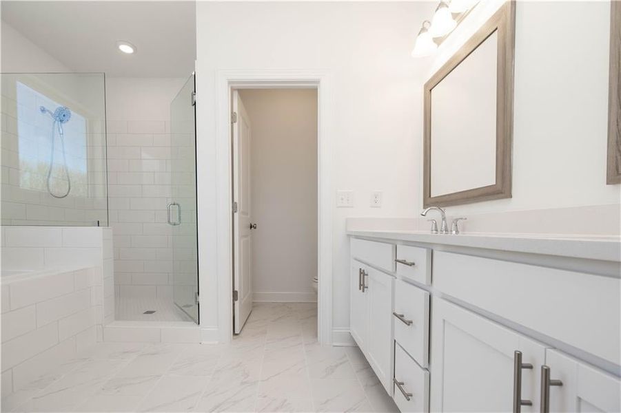 The Benton I has one of the larger primary bathrooms that you will find in a townhome!