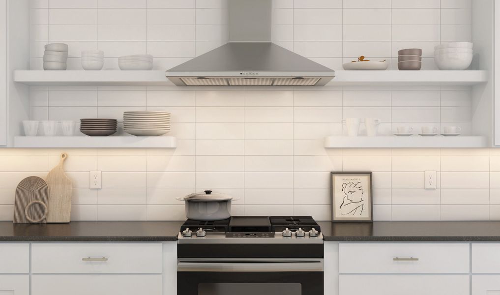 Kitchen with subway tile backsplash